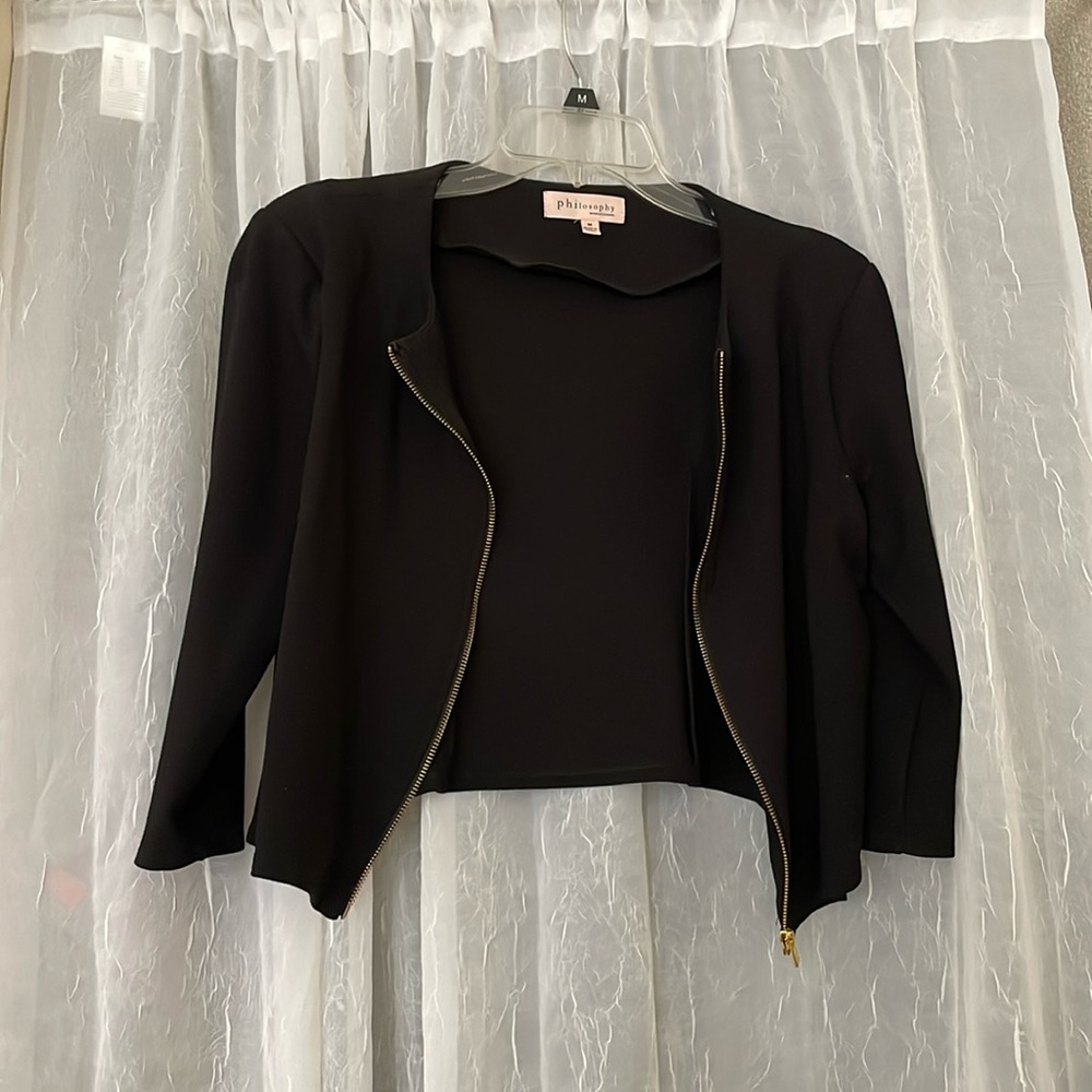 Philosophy Cropped Black Blazer M